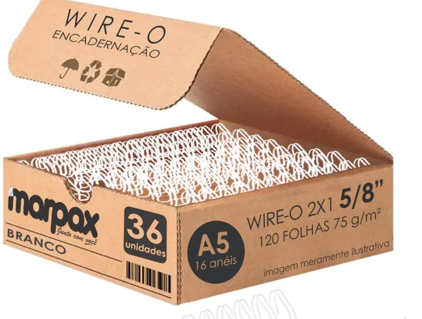 Bobina Wire-o 7/8 Branco Passo 2x1 P/ 180fls - 6.000 Anéis