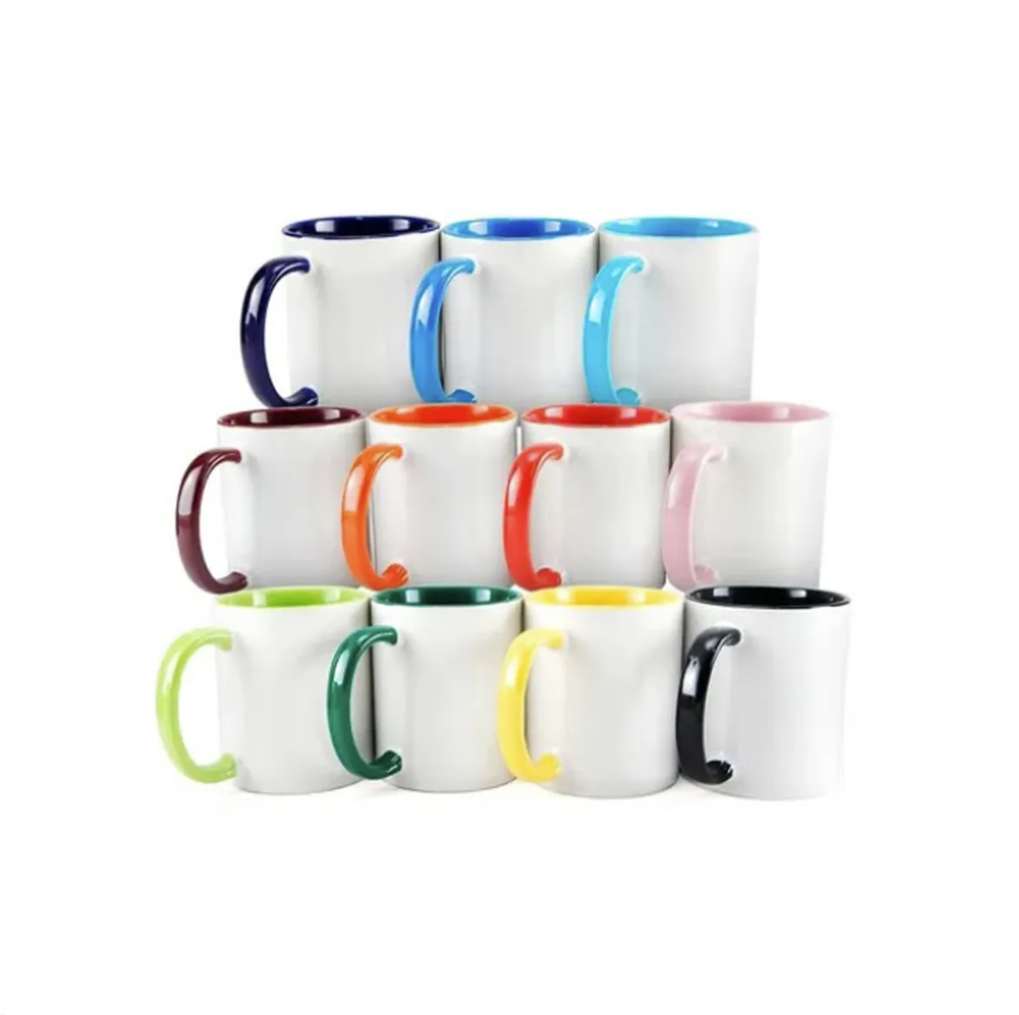 Caneca alça Interior Colorida Cerâmica  325ml Branco E Colorido