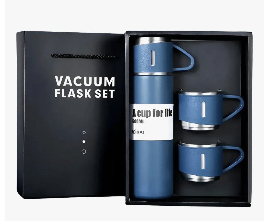 Kit Garrafa Térmica + 3 Xícaras Canecas Quente Frio Vácuo