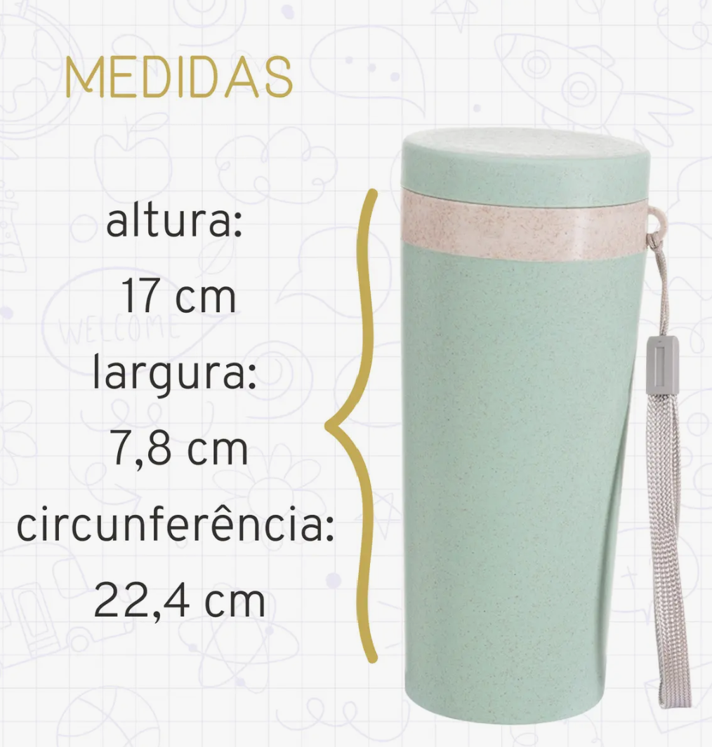 Gravação em Copo Fibra Bambu C/ Tampa Ecológico Térmico Microondas 350ml